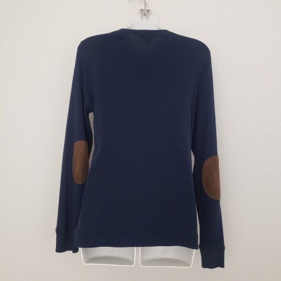 Lauren Ralph Lauren Soft Jersey Knit Large Blue Leather Patch Preppy Equestrian - Picture 9 of 11